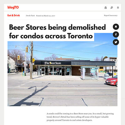 Blog TO Article Featuring The Lofthouse Replacing a Beer Store Location